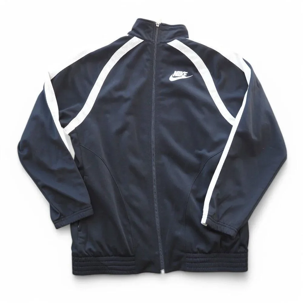 Nike Vintage Y2K Full Zip Track Jacket Black / White 253842-010 Women's M (8-10)